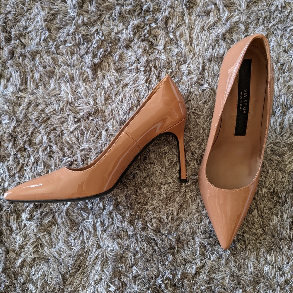 Via Spiga Patent Pointed Toe Pump